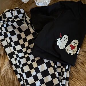 Kids Black and White Ghost Pant Set